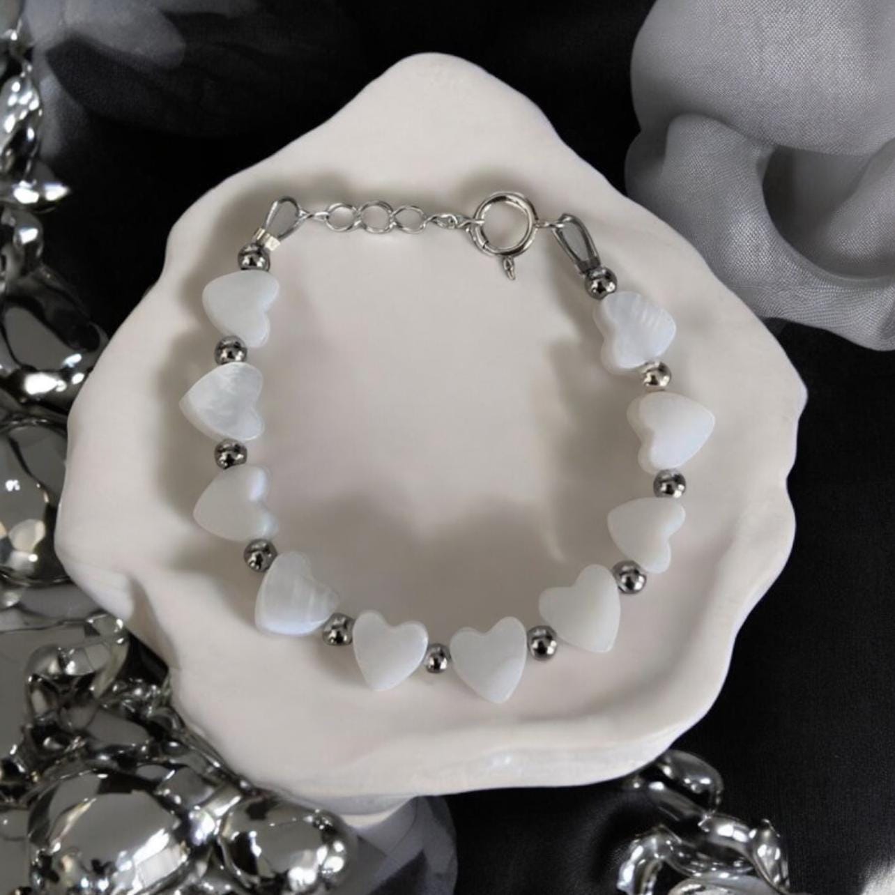 Charmed Rose- Silver Hearts