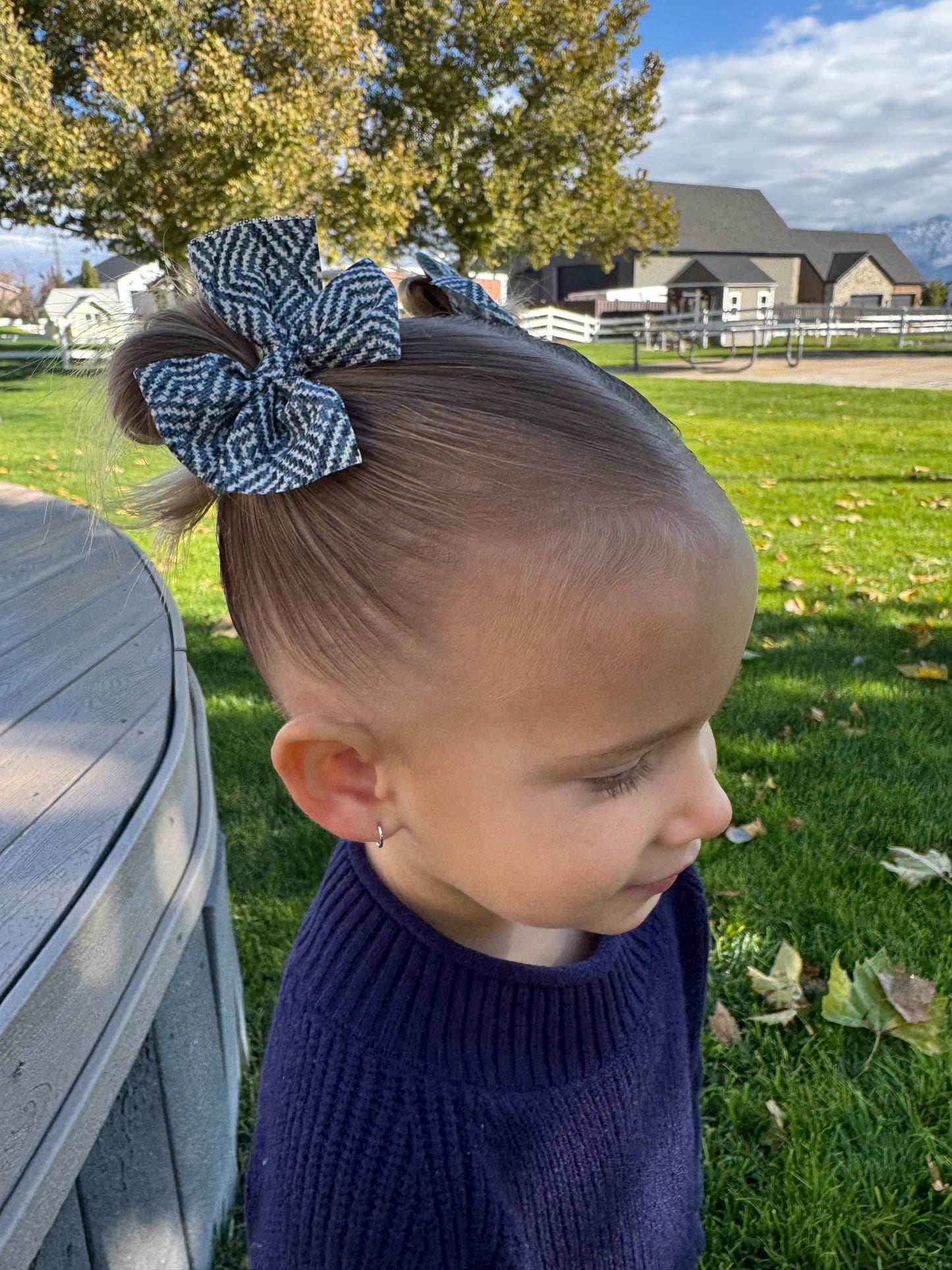 Charmed Rose- Navy Aztec Bow